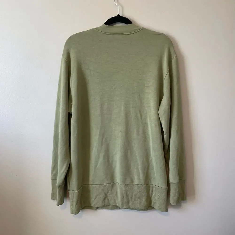 Athleta Purana V-Neck Wrap Sweater Shirt Sweatshirt Womens Medium Green